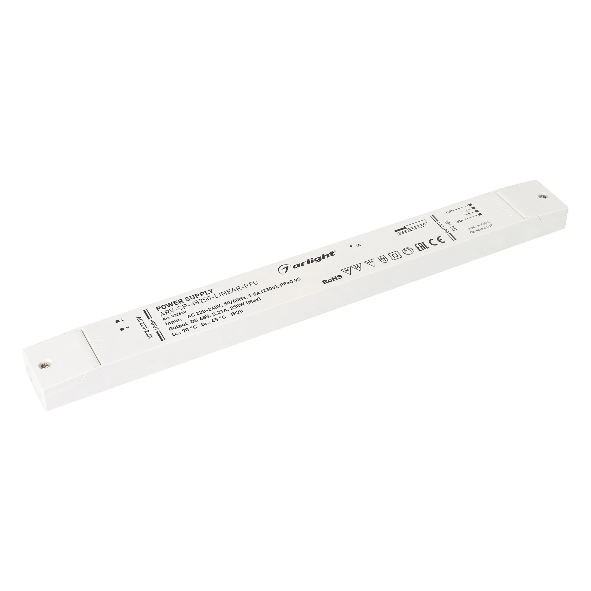 Блок питания ARV-SP-48250-LINEAR-PFC (48V, 5.21A, 250W) (Arlight, IP20 Пластик, 5 лет) - изображение товара