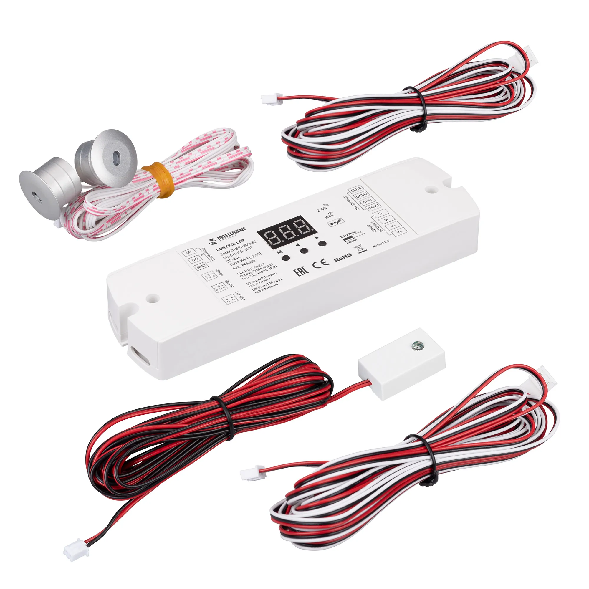INTELLIGENT ARLIGHT Контроллер лестничный SMART-SPI-302-82-2G-SH-PS-SUF (12-24V, TUYA Wi-Fi, 2.4G) (IARL, IP20 Пластик, 5 лет) - изображение товара